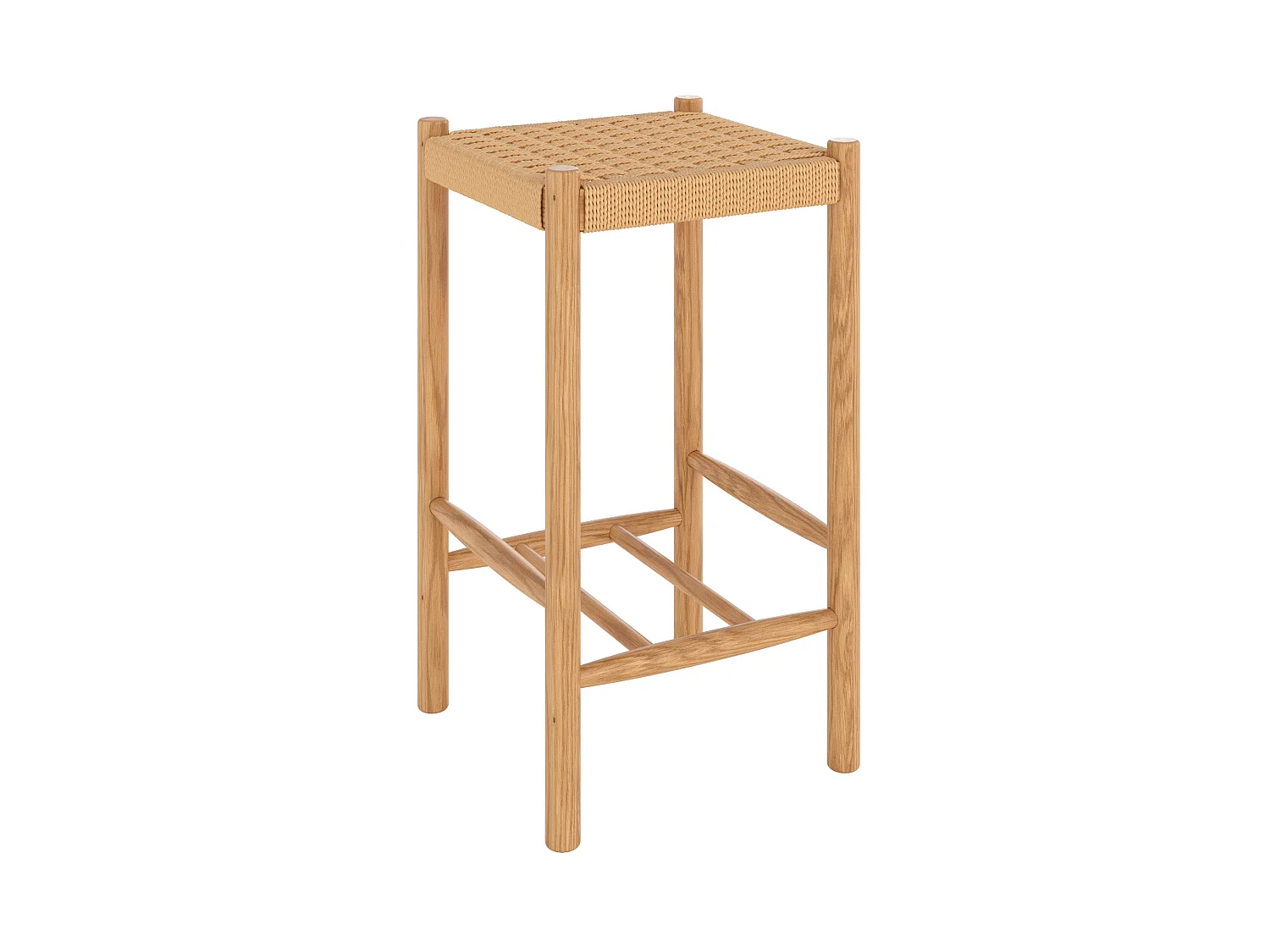 Taburetes para isla de cocina de mimbre y madera 65 cm - Kepler