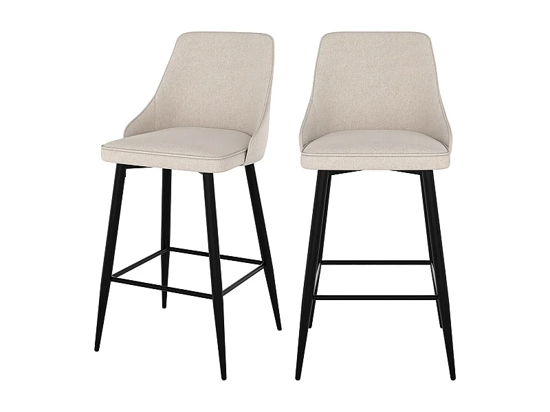 Set de 2 sillas para isla de cocina en tela beige 66,5 cm - Pipo