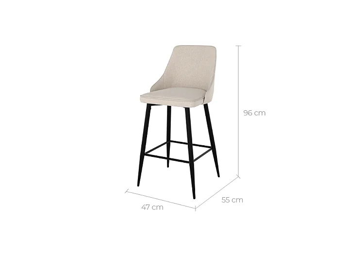 Set de 2 sillas para isla de cocina en tela beige 66,5 cm - Pipo