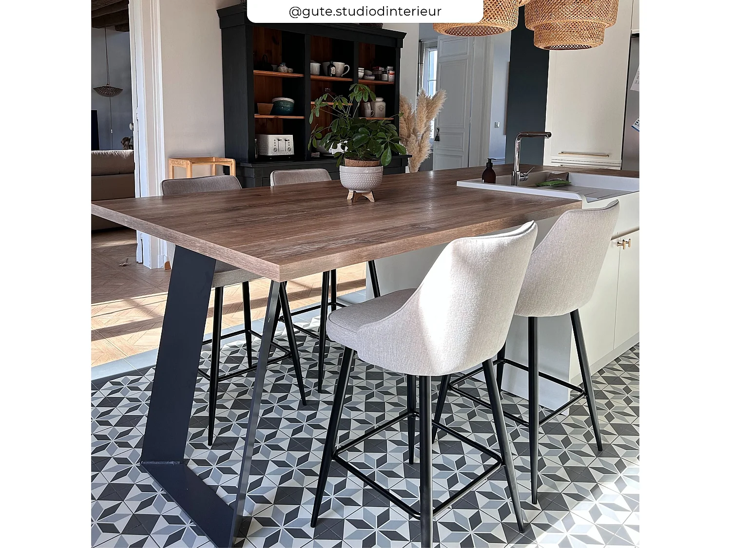 Set de 2 sillas para isla de cocina en tela beige 66,5 cm - Pipo