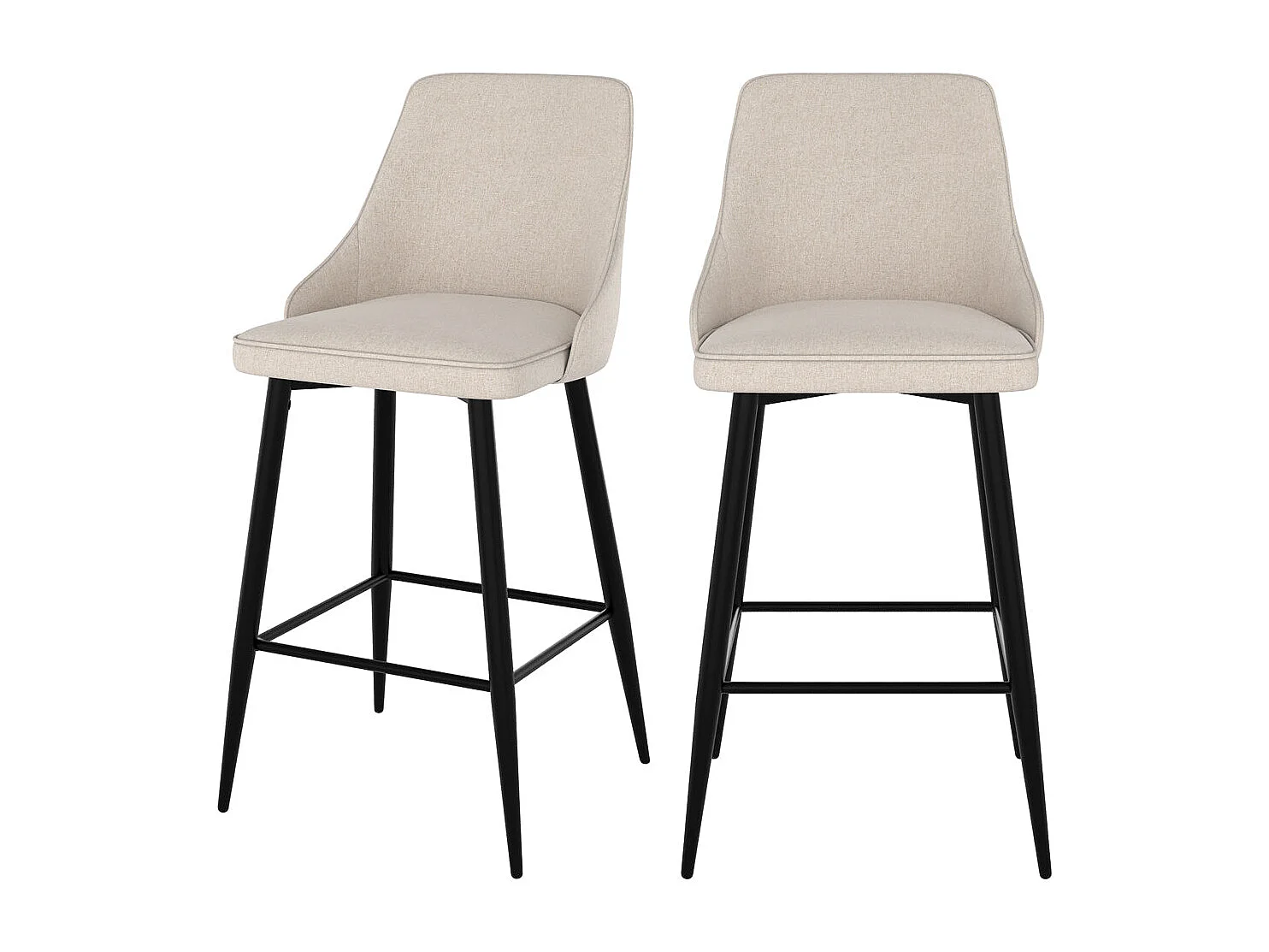 Set di 2 sedie per isola centrale 66,5 cm in tessuto beige - Pipo