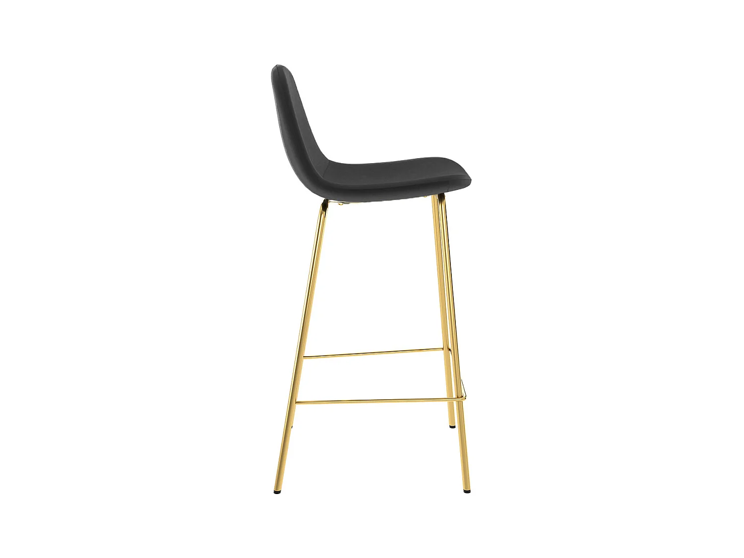 Lot de 2 chaises pour îlot central 65 cm en velours noir et doré - Henrik