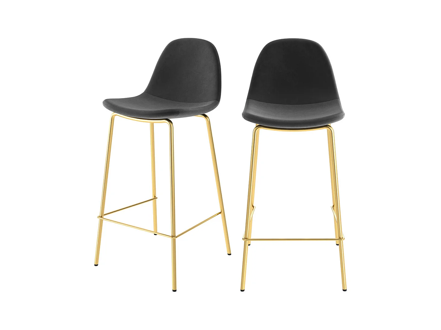 Set di 2 sedie per isola centrale in velluto nero 65 cm - Henrik