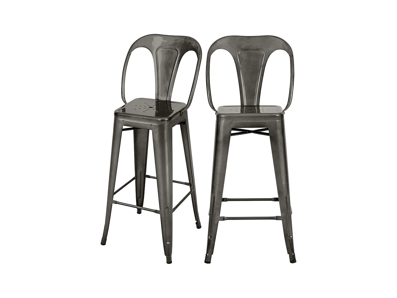 Lot de 2 chaises pour îlot central 67 cm en métal gris anthracite - Indus