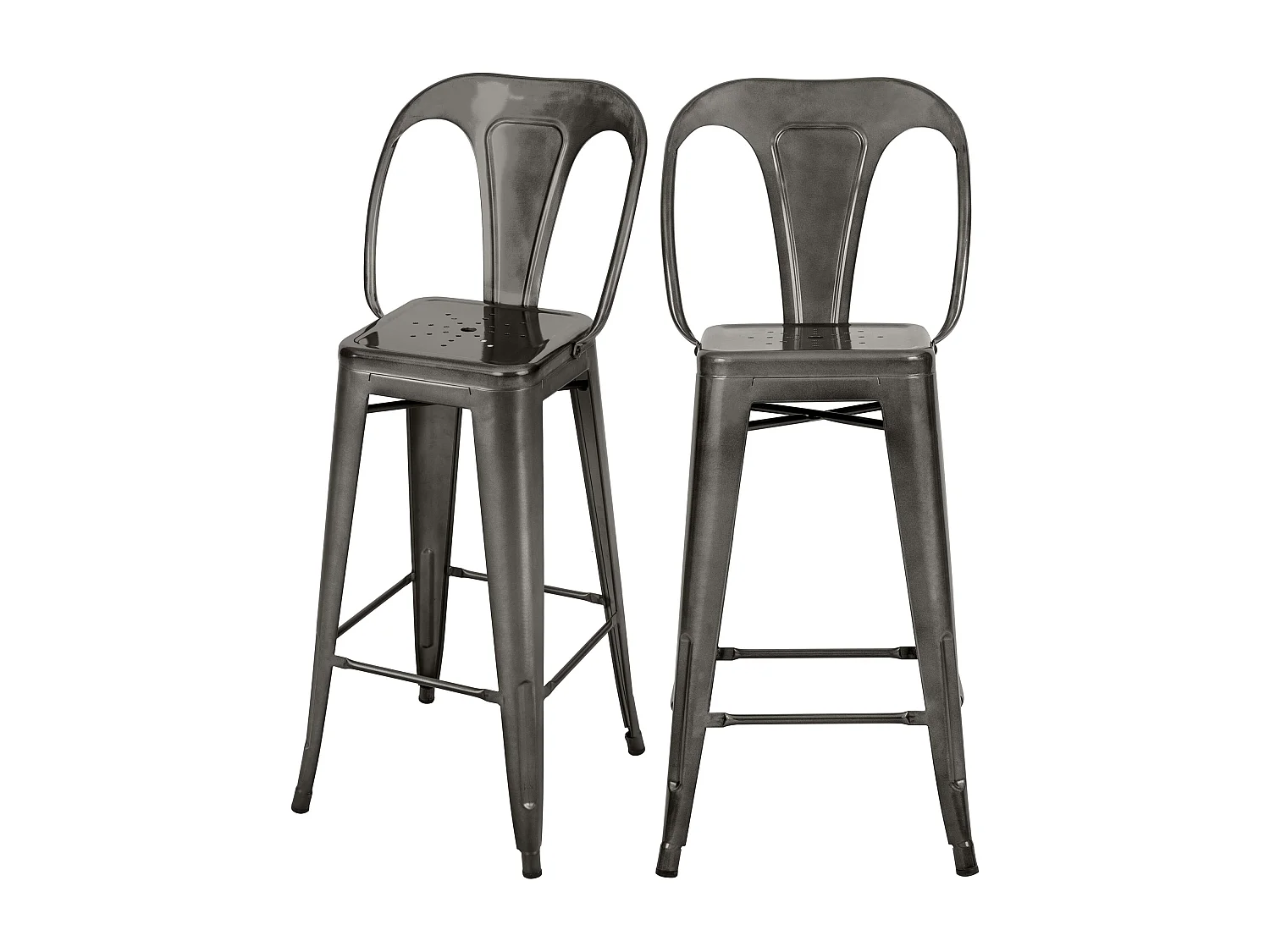 Set de 2 taburetes para isla de cocina en gris carbón 67 cm - Indus