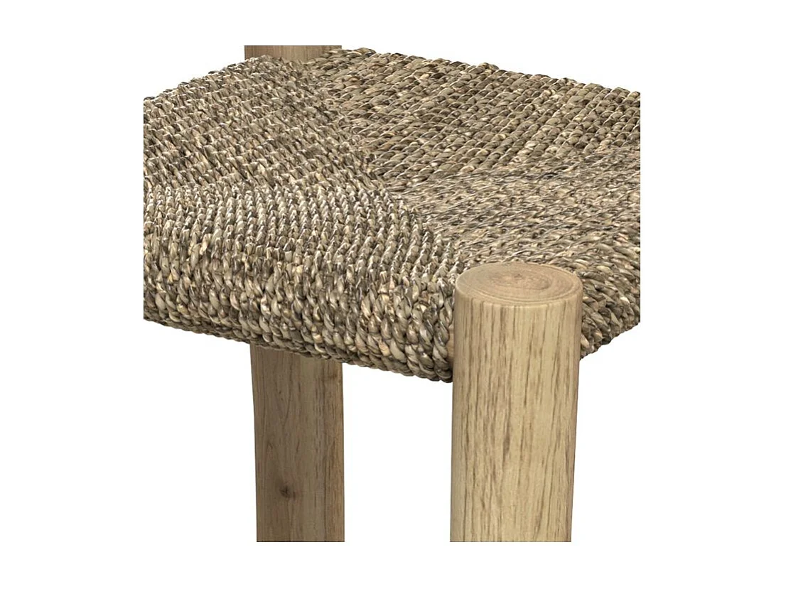 Tabouret pour îlot central 65 cm en jonc de mer et teck - Jovan