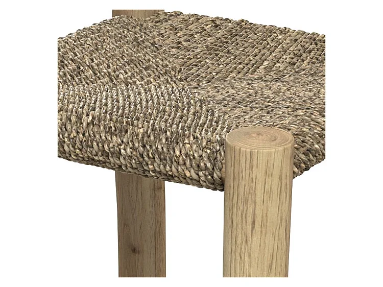 Tabouret pour îlot central 65 cm en jonc de mer et teck - Jovan