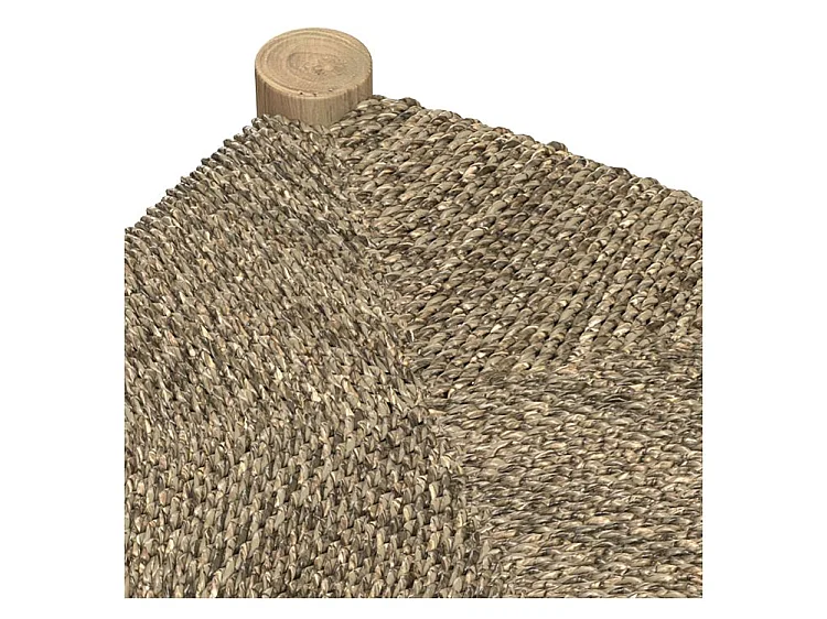 Tabouret pour îlot central 65 cm en jonc de mer et teck - Jovan