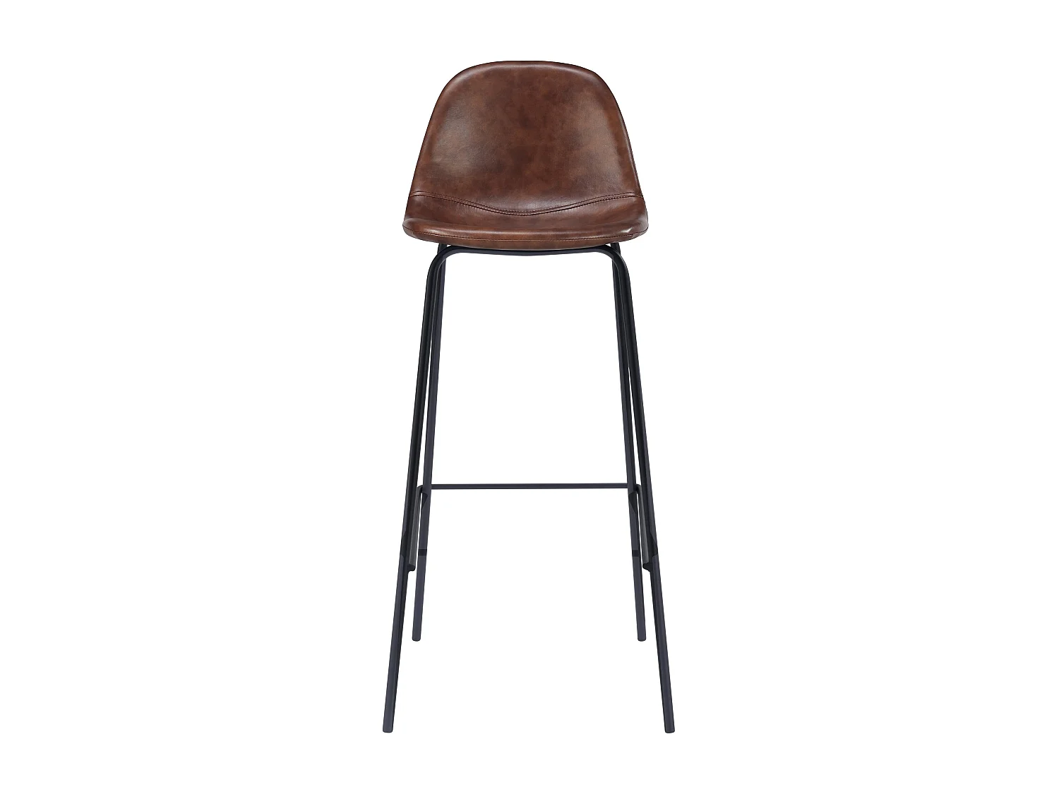Set de 2 sillas de bar 75 cm en cuero sintético marrón - Henrik