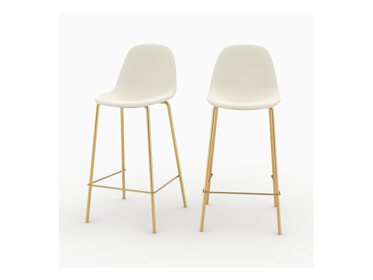 Set de 2 taburetes para isla de cocina en cuero sintético blanco 65 cm - Henrik