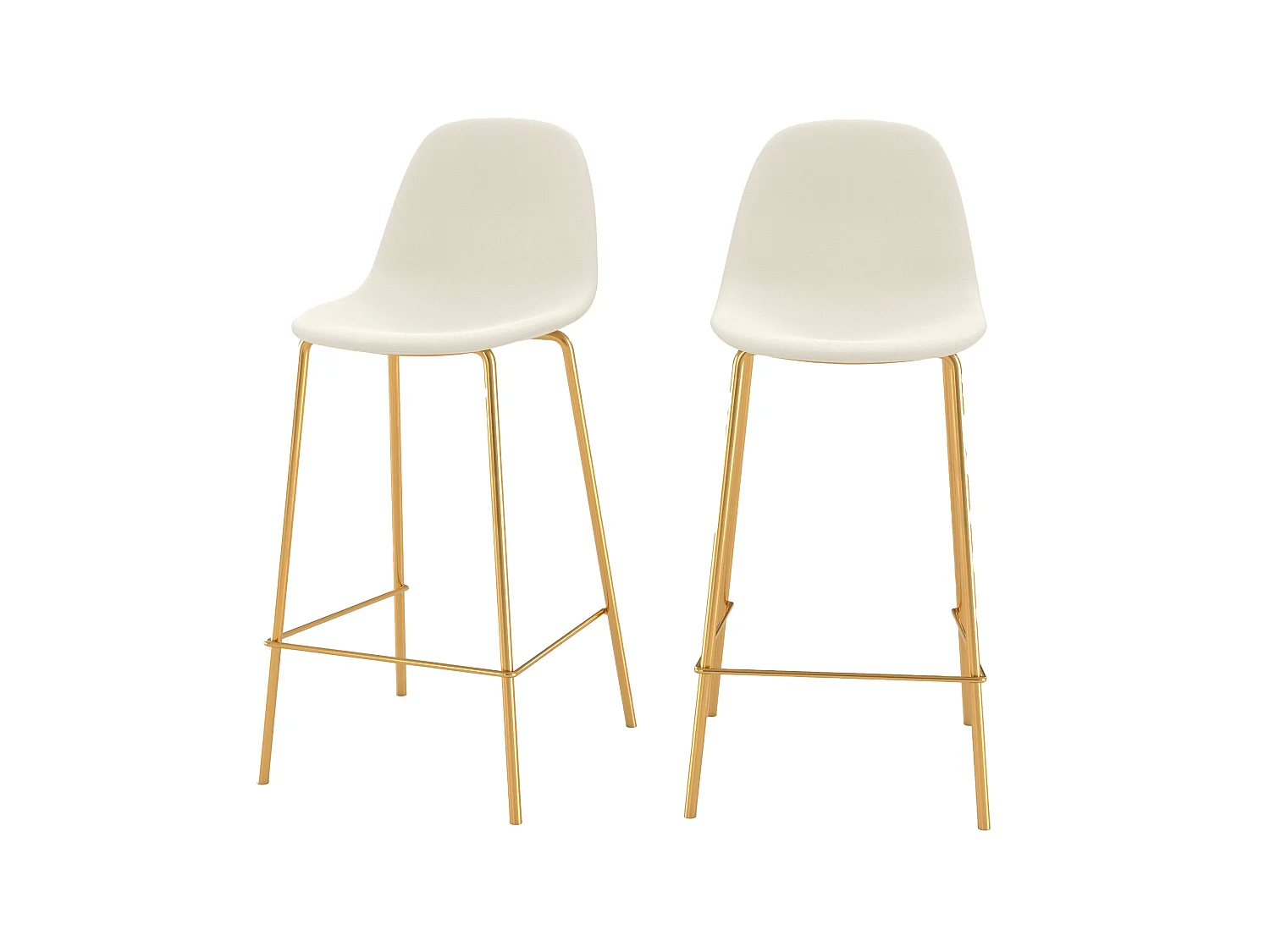 Set de 2 taburetes para isla de cocina en cuero sintético blanco 65 cm - Henrik