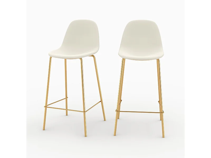Set de 2 taburetes para isla de cocina en cuero sintético blanco 65 cm - Henrik