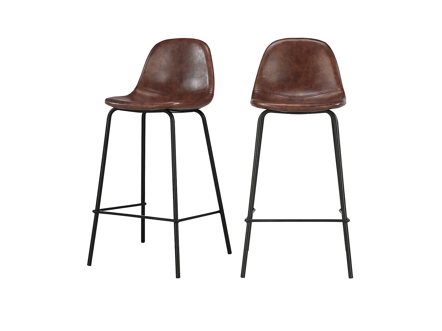 Set de 2 taburetes para isla de cocina de sintético marrón 65 cm - Henrik