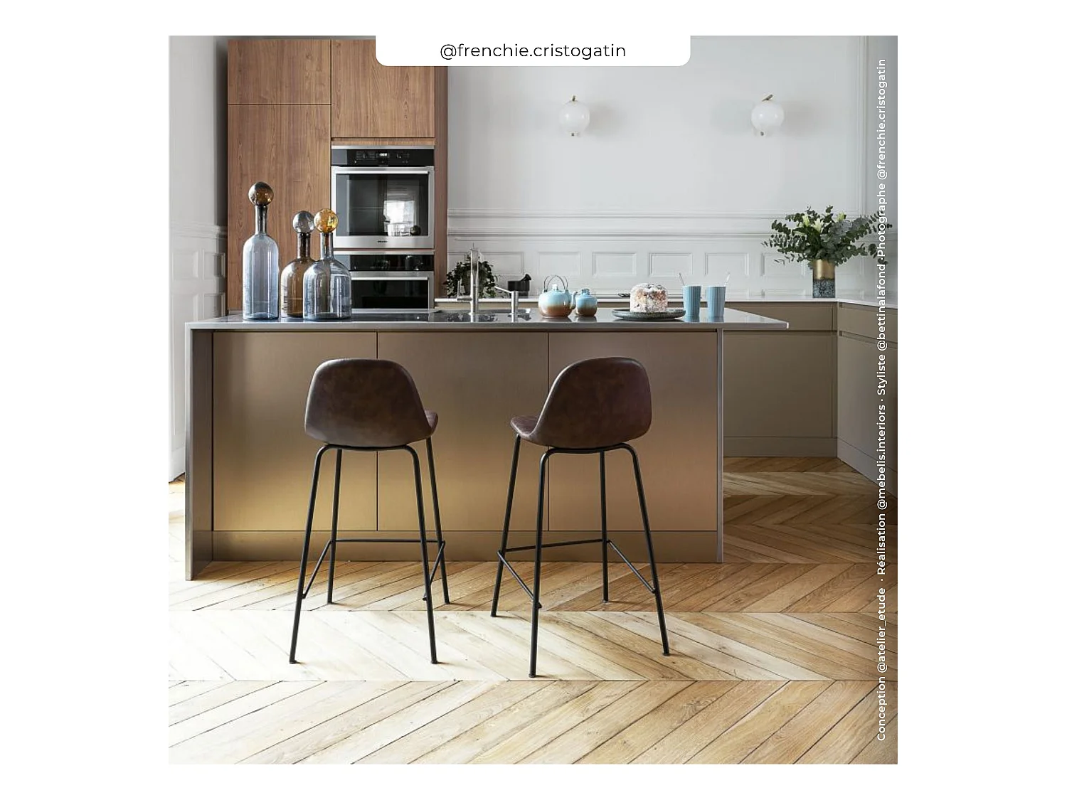 Set de 2 taburetes para isla de cocina de sintético marrón 65 cm - Henrik