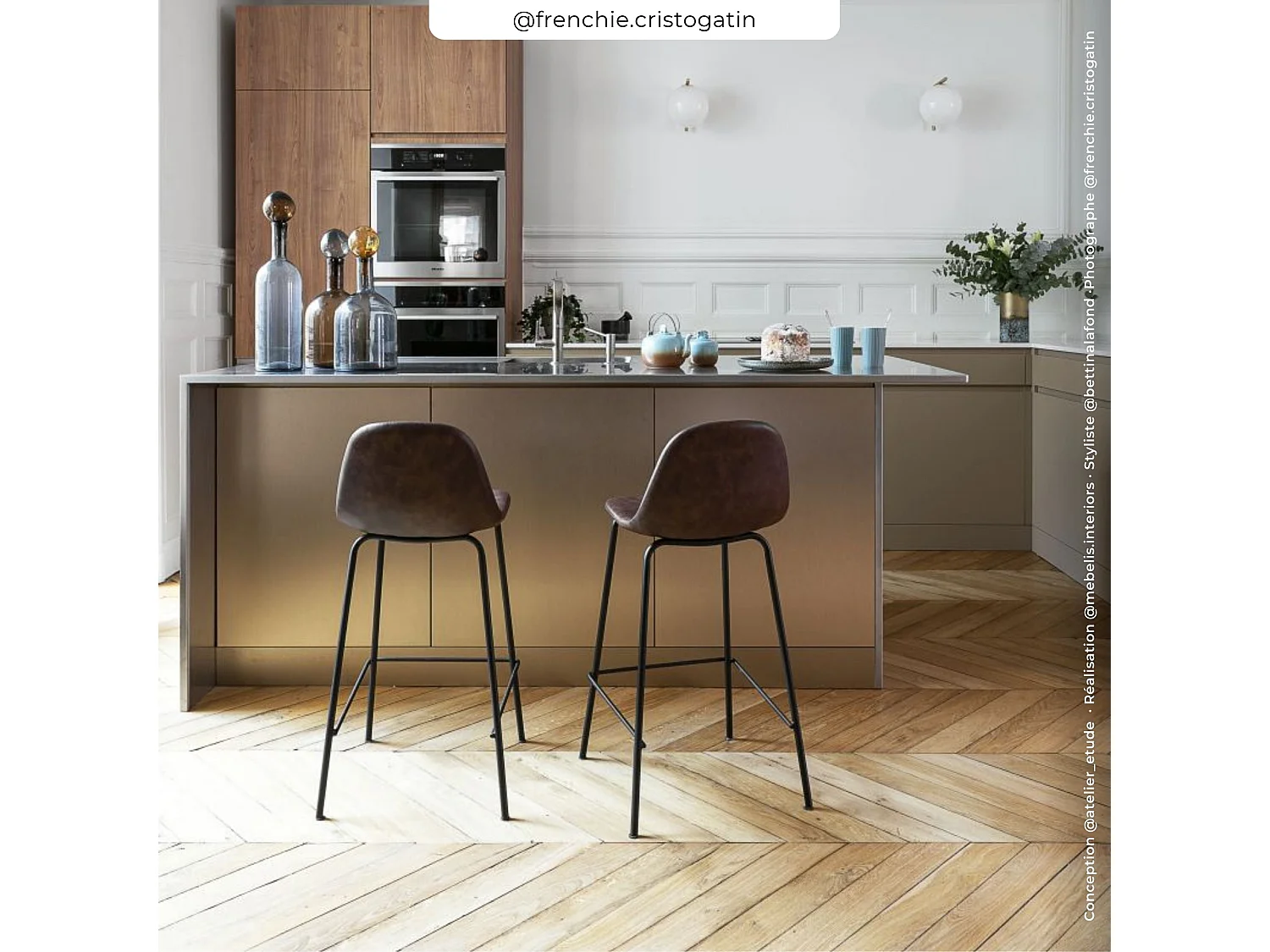 Set de 2 taburetes para isla de cocina de sintético marrón 65 cm - Henrik