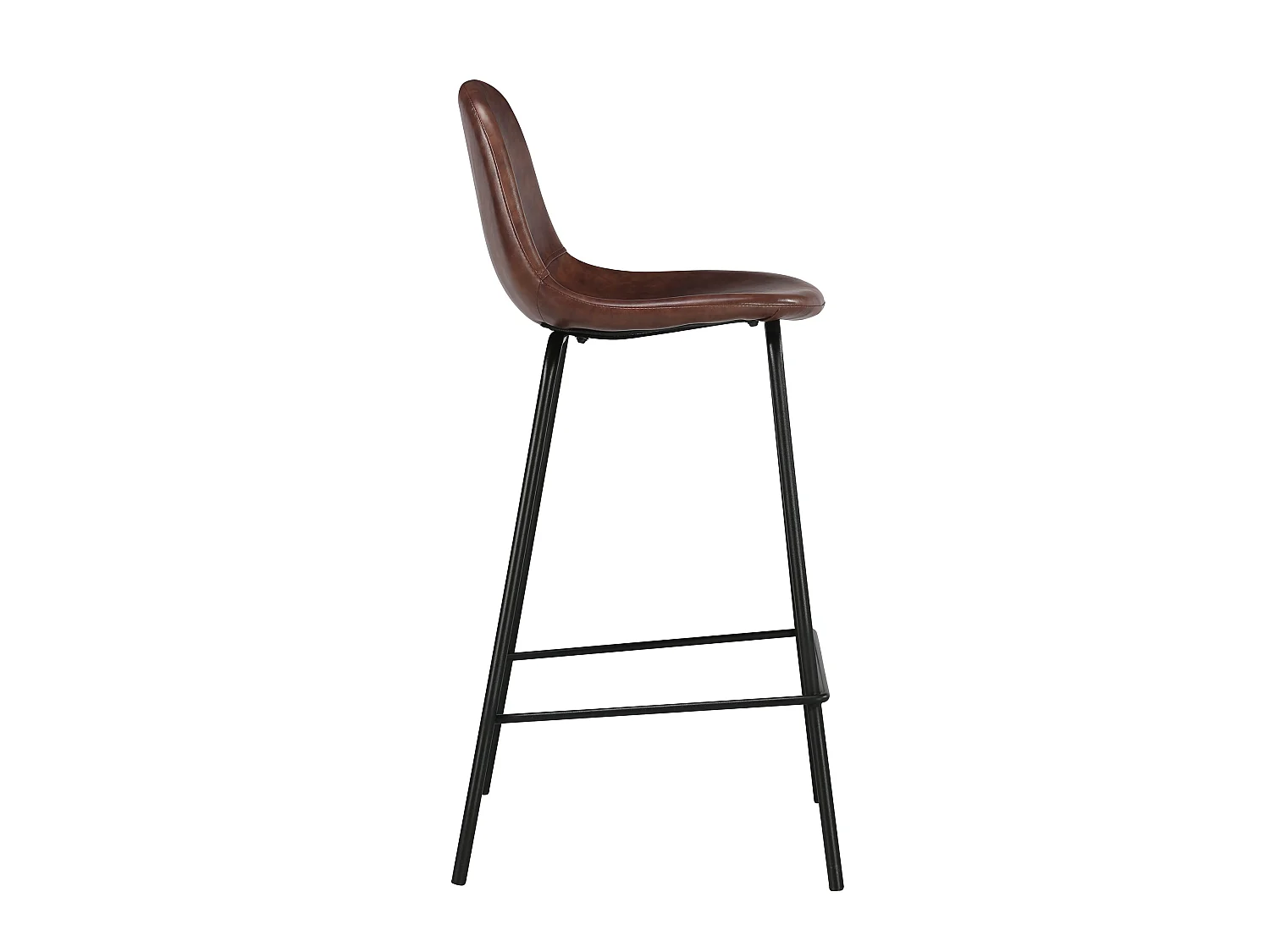 2er Set Stühle für Kücheninsel 65 cm aus braunem Kunstleder - Henrik