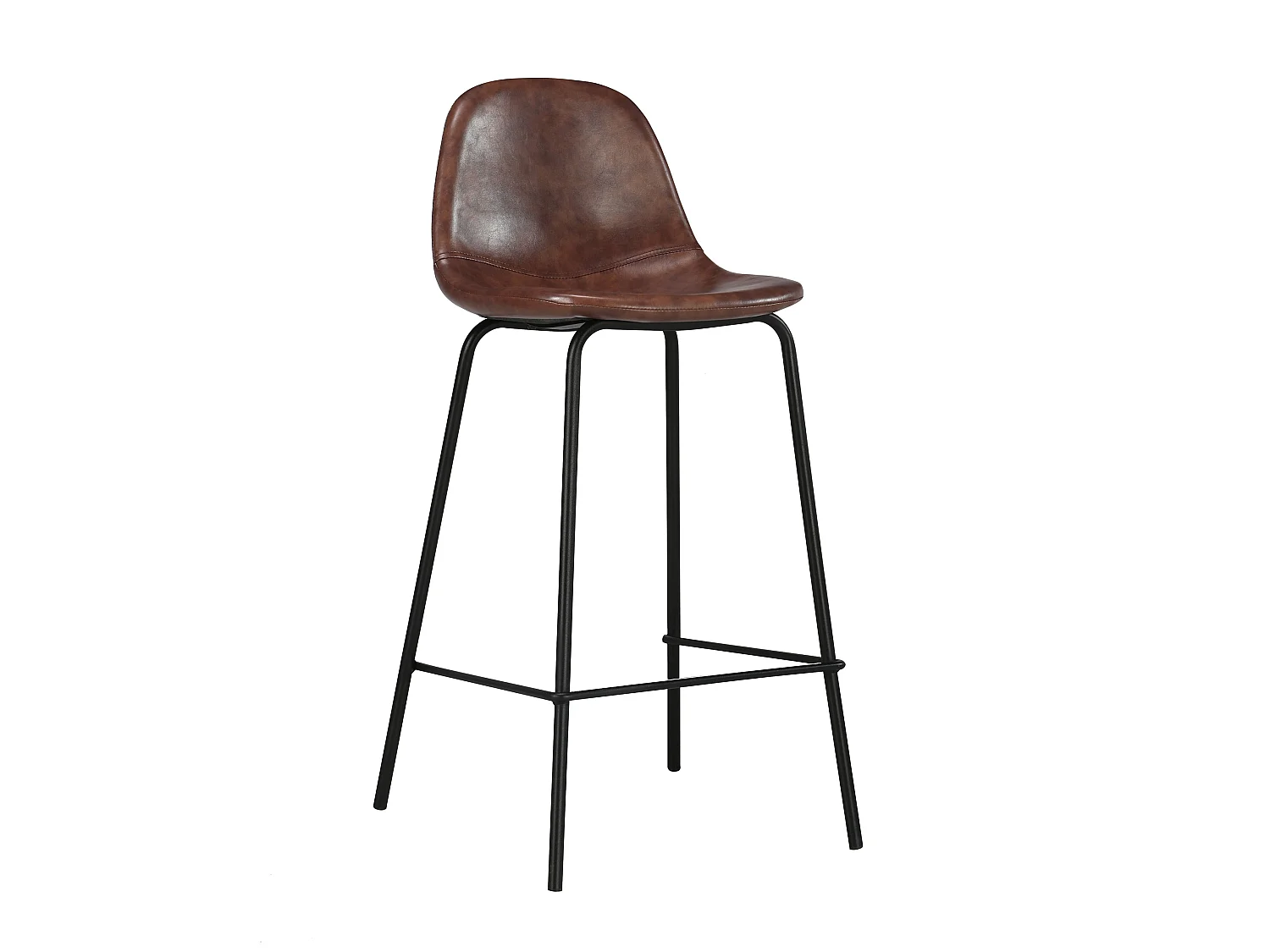 Lot de 2 chaises pour îlot central 65 cm en cuir synthétique marron - Henrik