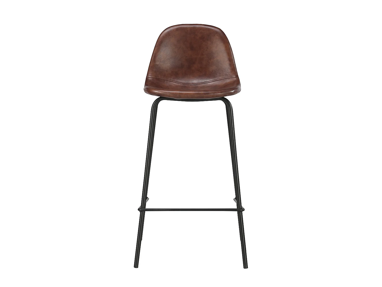 Lot de 2 chaises pour îlot central 65 cm en cuir synthétique marron - Henrik