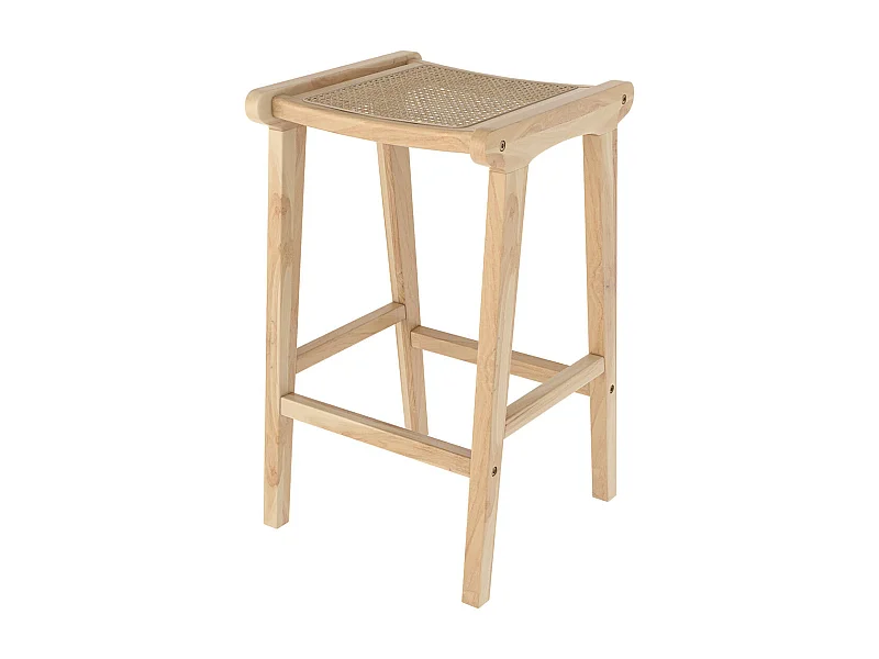 Sedia per isola centrale in teak e rattan naturale 65 cm - Omaha