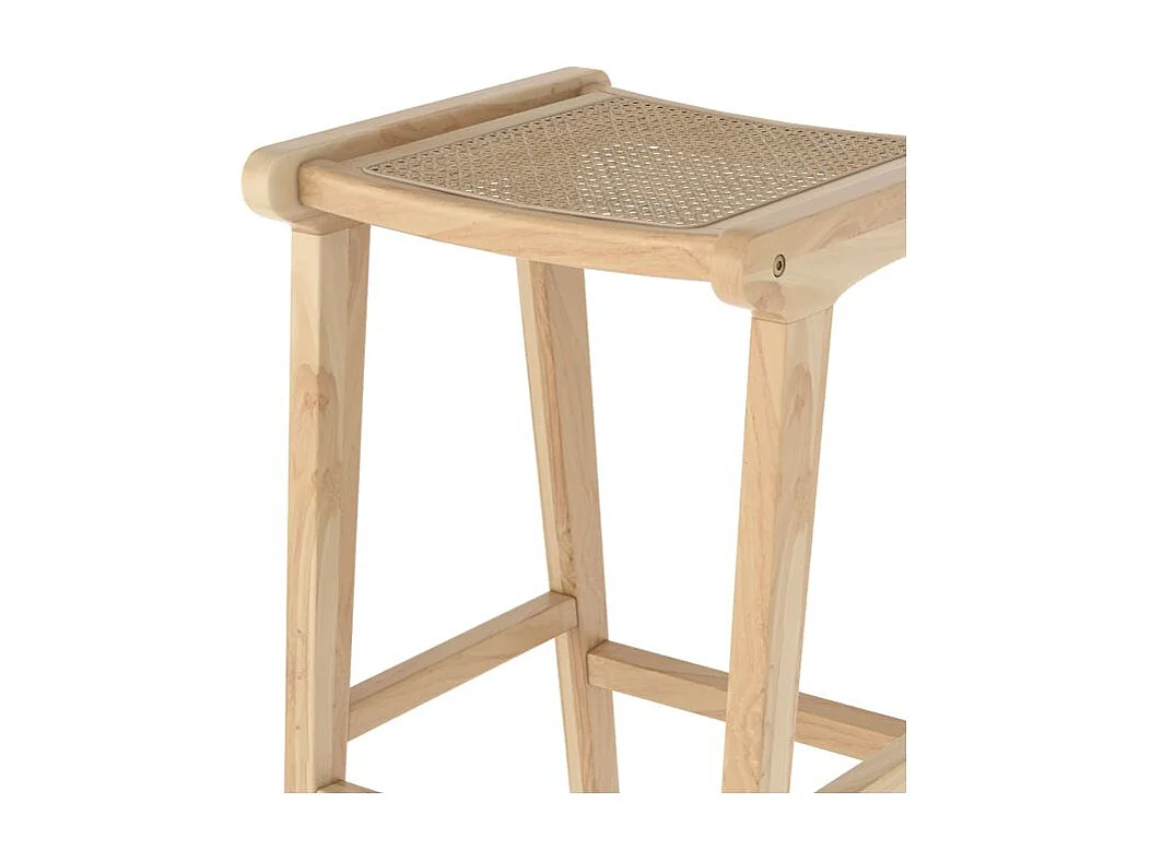 Taburetes para isla de cocina de teca y ratán natural 65 cm - Omaha