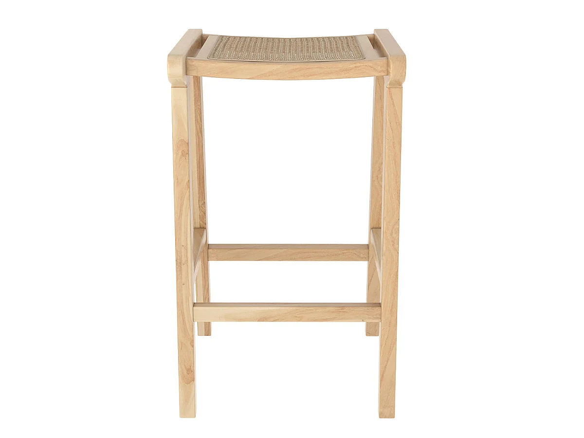 Hocker für Küchentresen 65 cm aus Teakholz und Rattan - Omaha