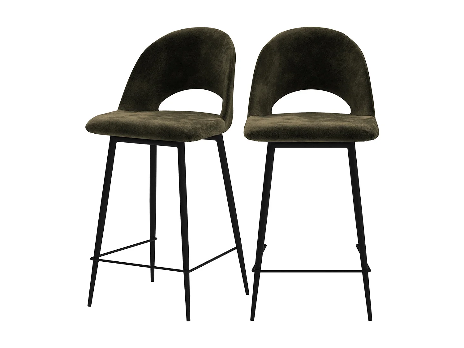 Set de 2 taburetes para isla de cocina en terciopelo verde 65 cm - Pénélope