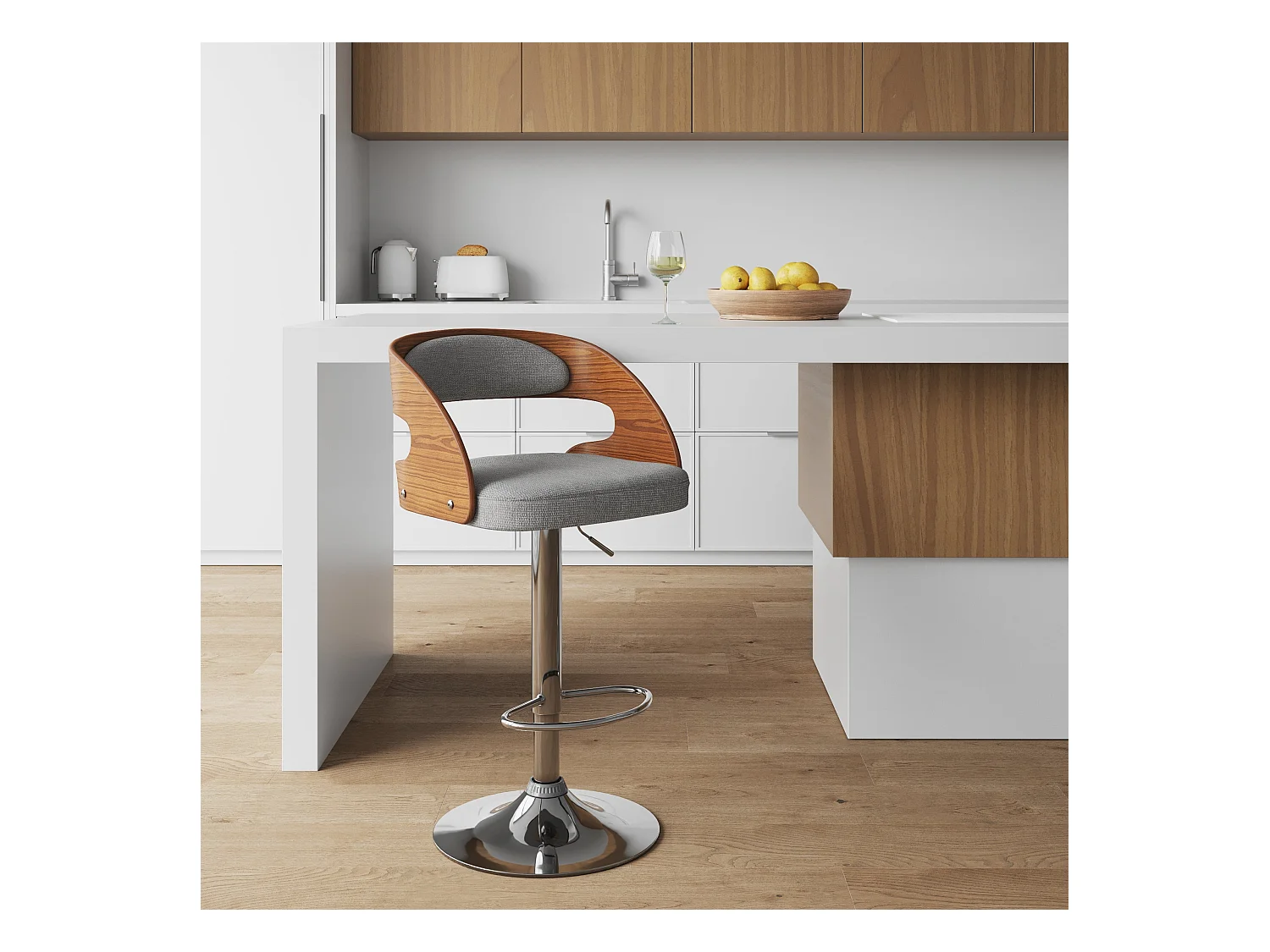 Sedia da bar regolabile  in tessuto grigio chiaro 62/84 cm - Louis