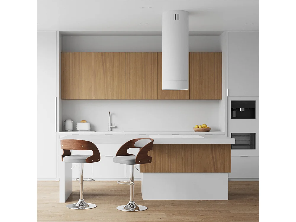 Sgabello regolabile 62/84 cm in tessuto grigio chiaro - Louis