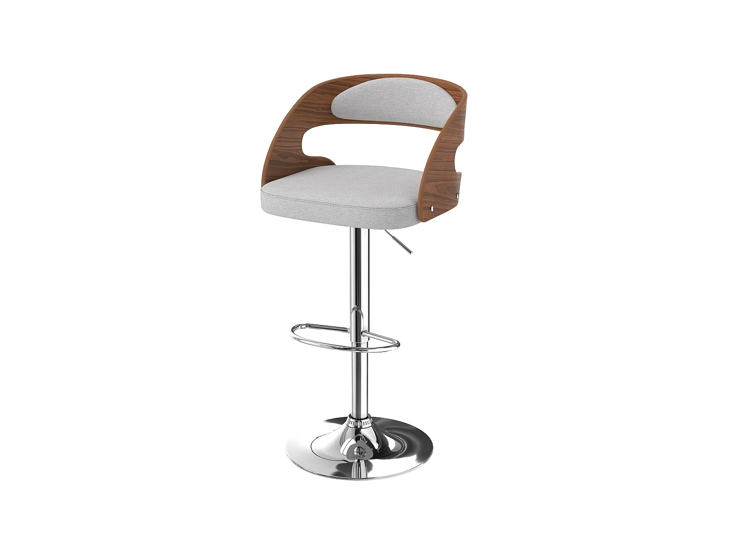 Höhenverstellbarer Barhocker 62/84 cm in hellgrauem Stoff - Louis