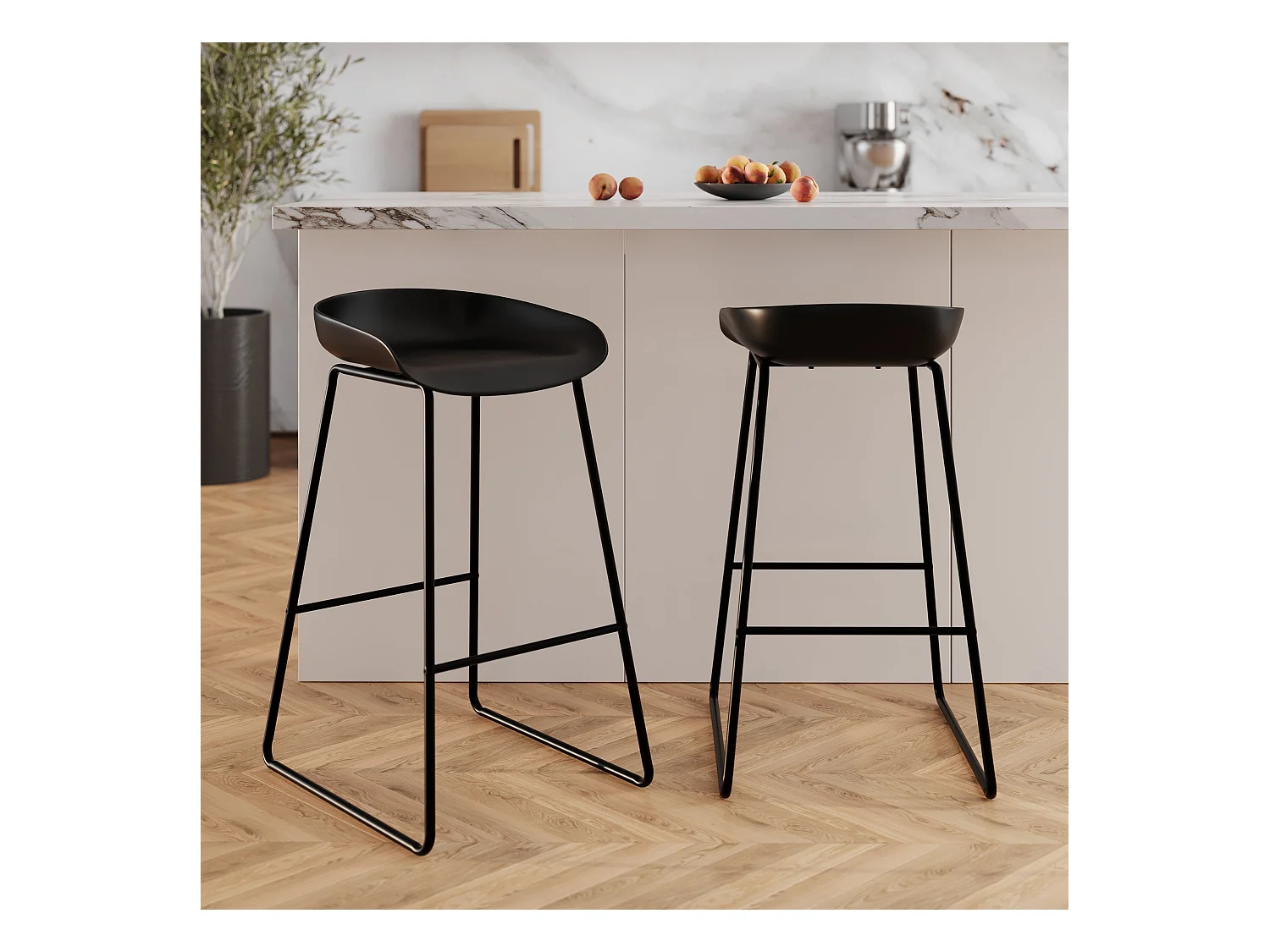 Set di 2 sedie da bar nera H75cm - Yoshi