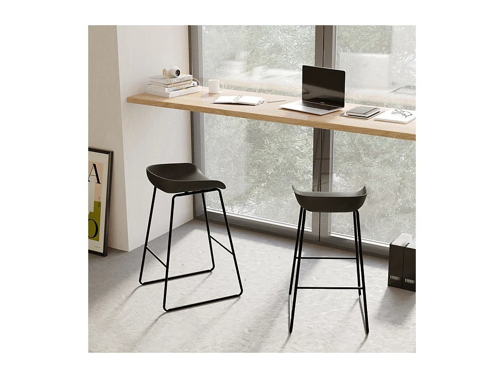 Set di 2 sedie da bar nera H75cm - Yoshi