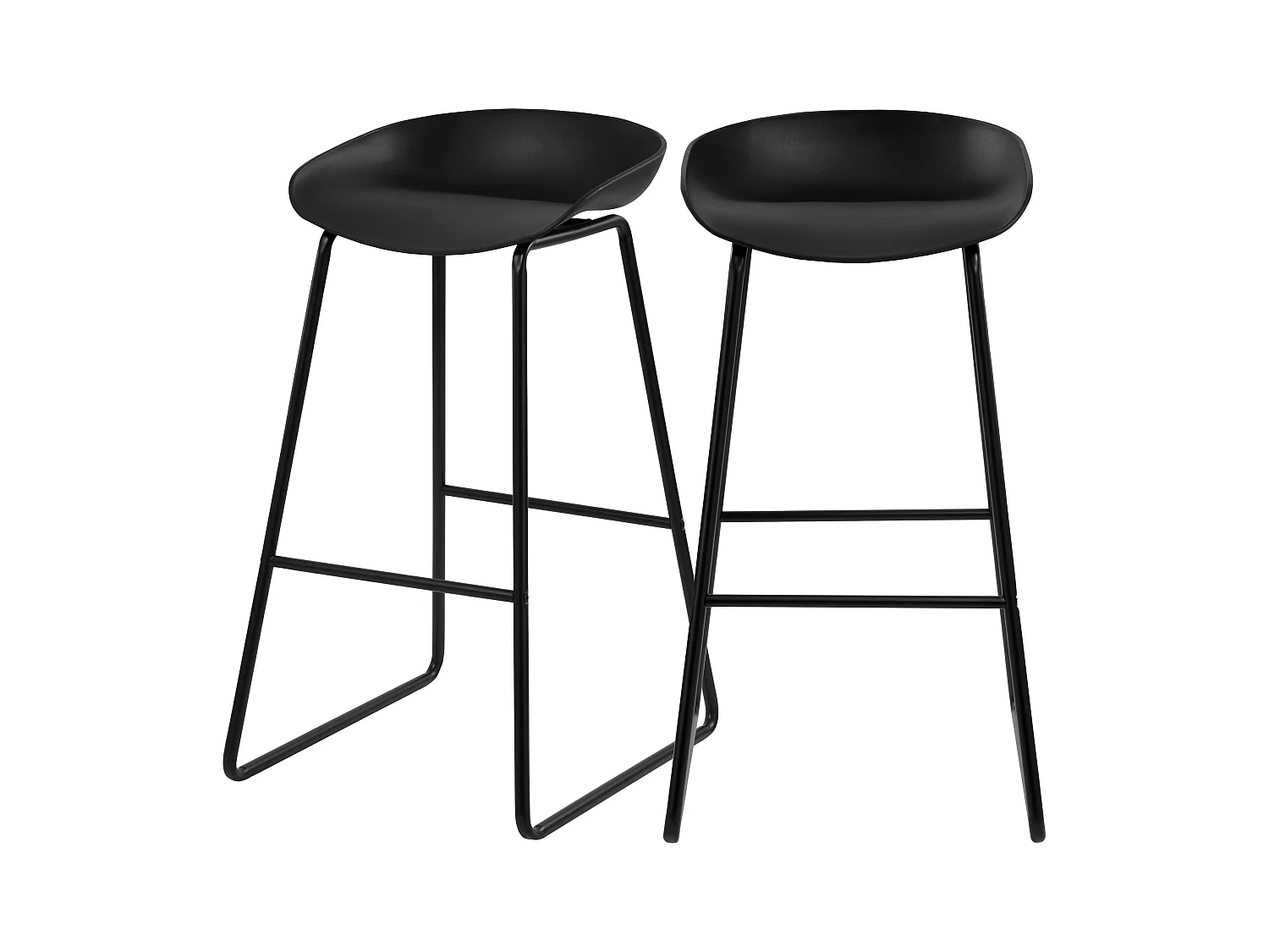 Lot de 2 chaises de bar noire H76cm - Yoshi