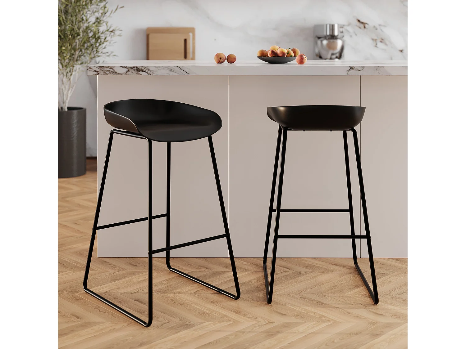 Set di 2 sedie da bar nera H75cm - Yoshi