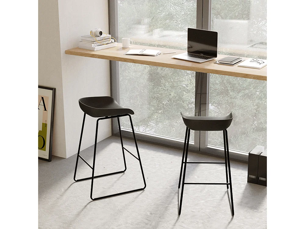 Set di 2 sedie da bar nera H75cm - Yoshi