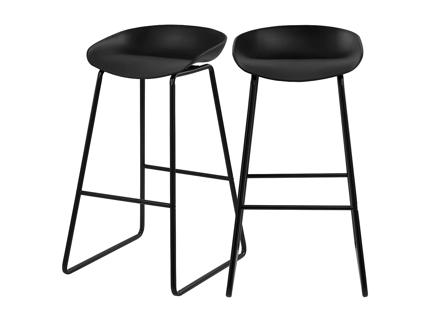 Lot de 2 chaises de bar noires H76cm - Yoshi