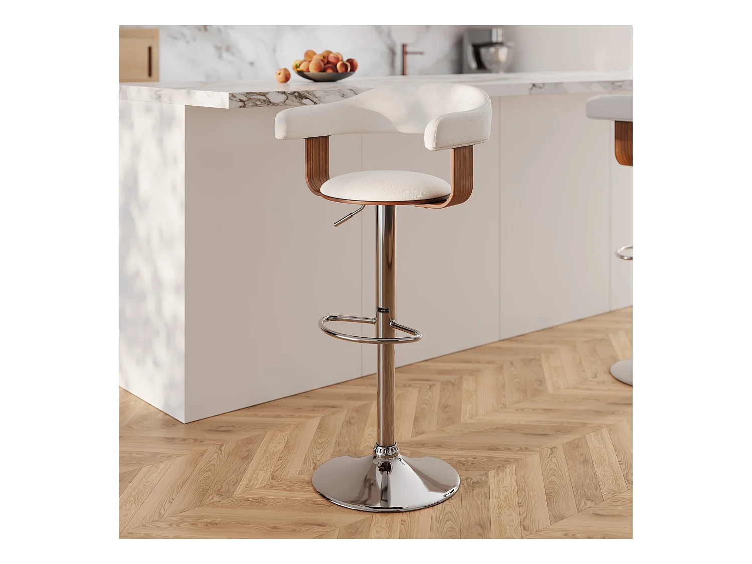 Sedia da bar regolabile 62/84 cm in pelle artificiale bianca - Harold