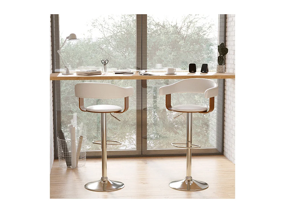 Sedia da bar regolabile 62/84 cm in pelle artificiale bianca - Harold