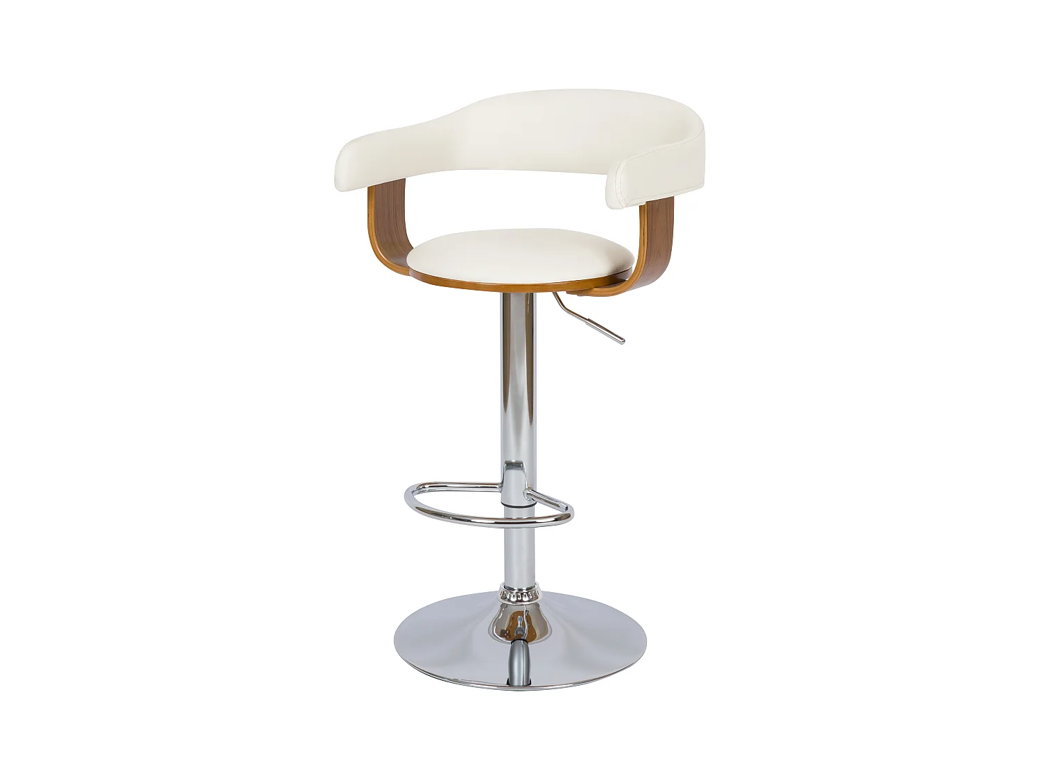 Silla de bar ajustable 62/84 cm en cuero artificial blanco - Harold