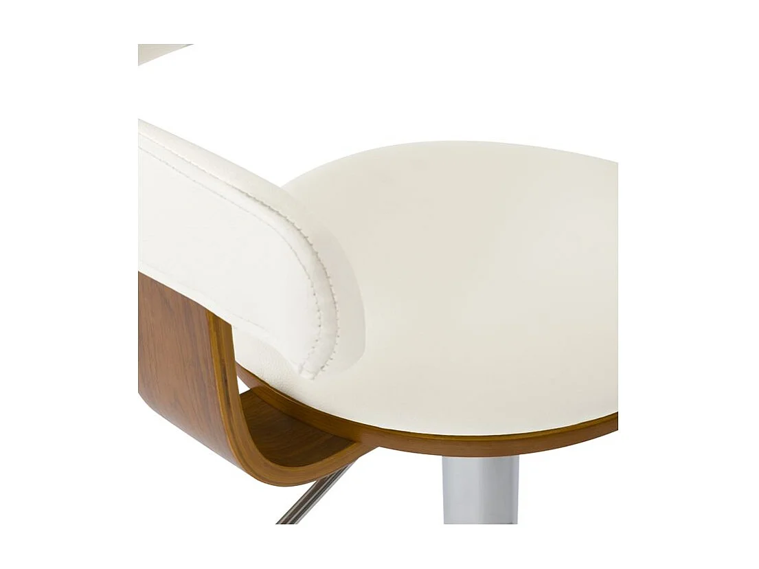 Chaise de bar réglable et pivotante 62/84 cm en cuir synthétique blanc - Harold