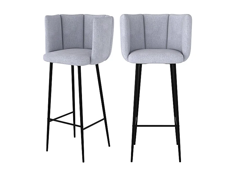 Set de 2 sillas de bar de terciopelo gris claro 75 cm - Rosy