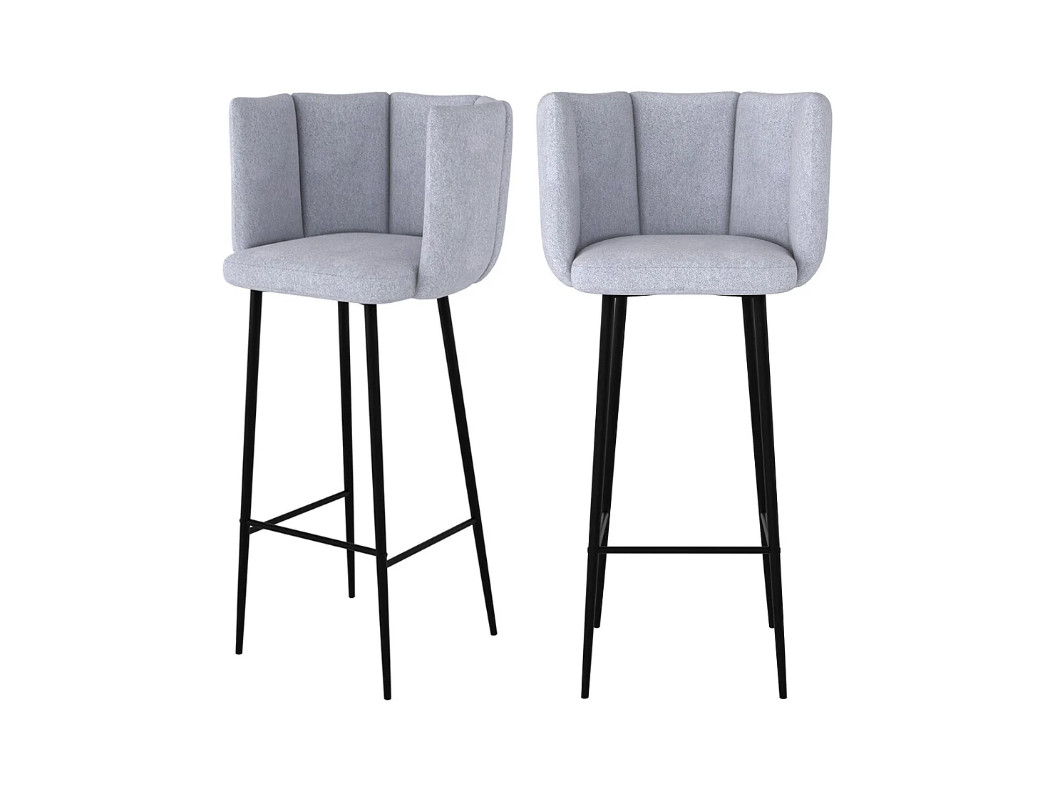 Lot de 2 chaises de bar en tissu gris clair 75 cm - Rosy