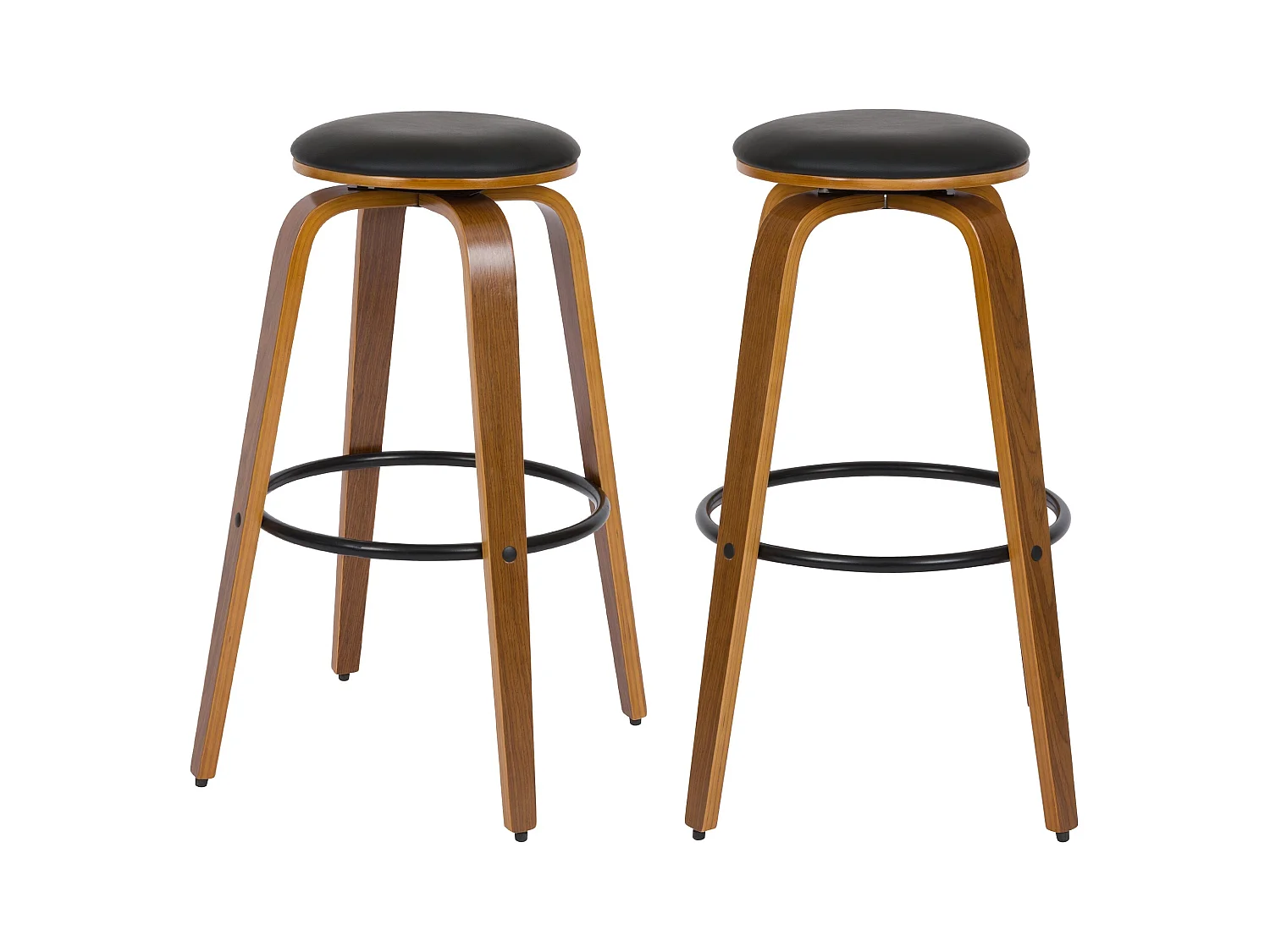 Set de 2 taburetes de bar 78 cm en cuero sintético negro - Arthus