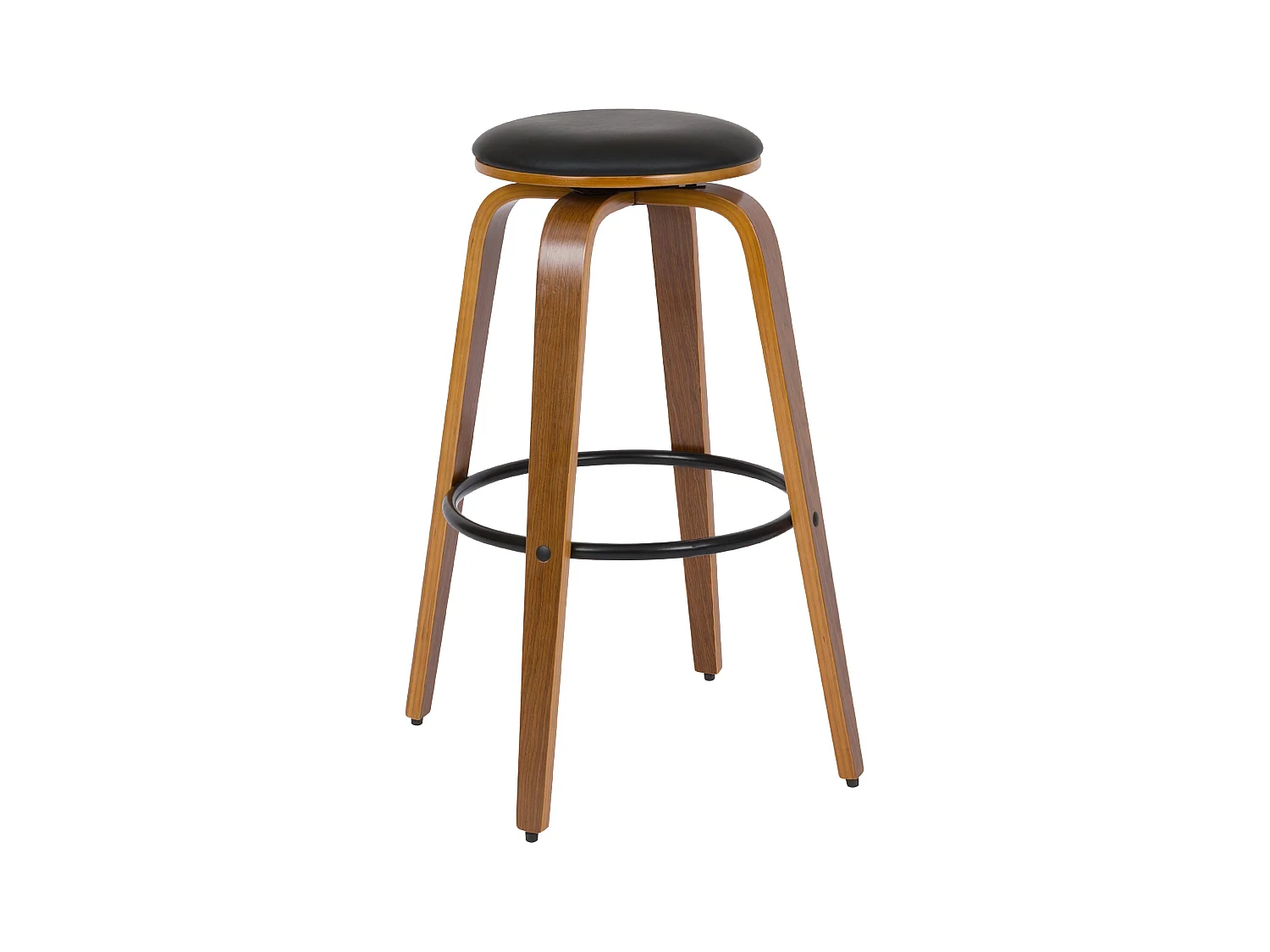 Set de 2 taburetes de bar 78 cm en cuero sintético negro - Arthus