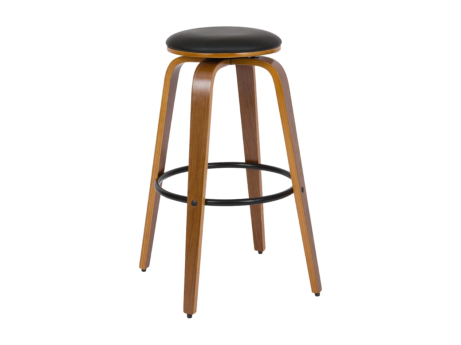 Set de 2 taburetes de bar 78 cm en cuero sintético negro - Arthus