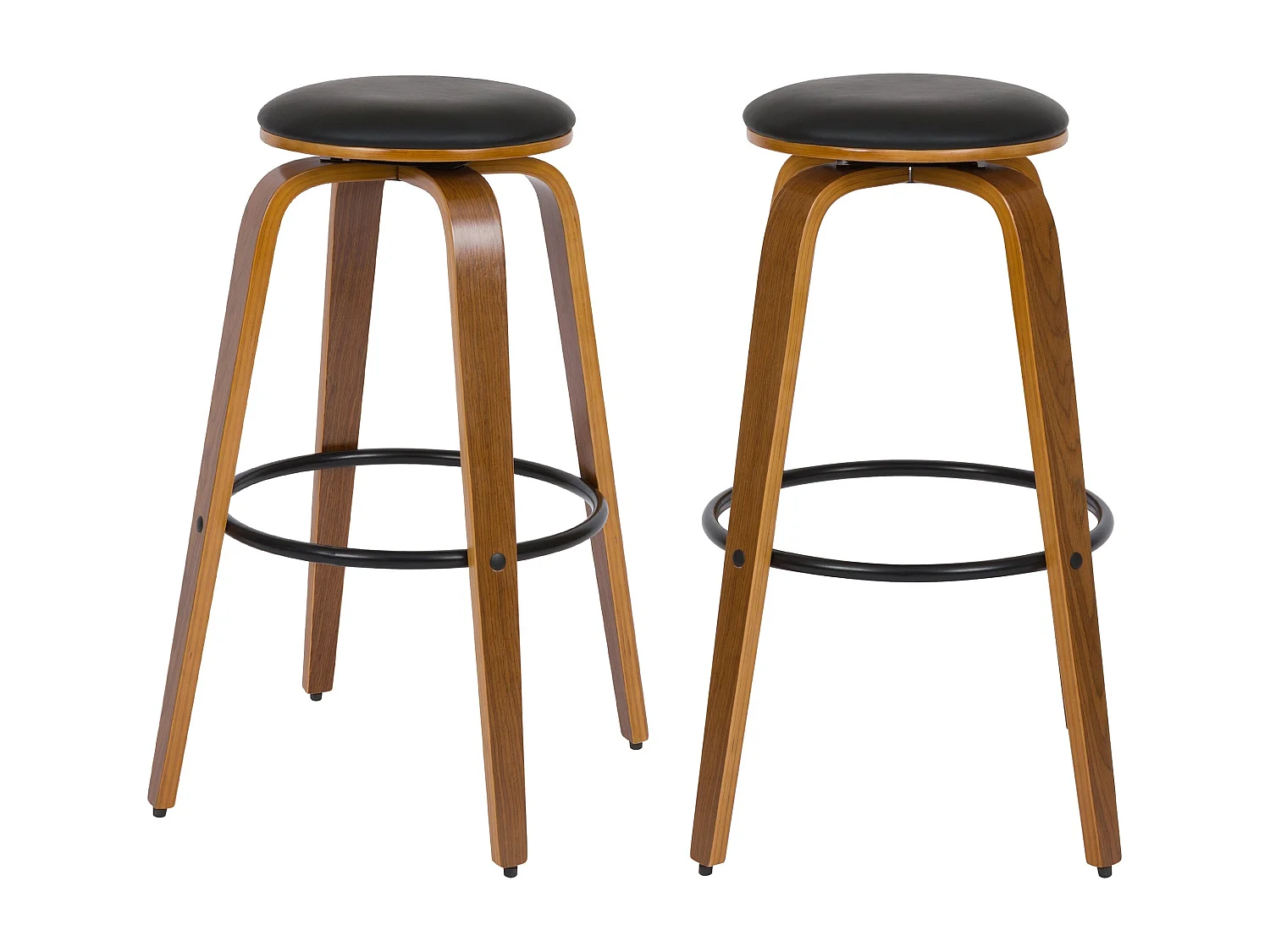 Lot de 2 tabourets de bar 78 cm en cuir synthétique noir - Arthus