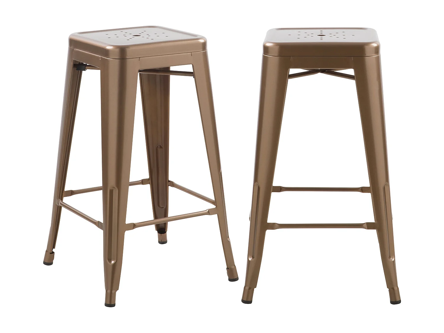 Lot de 2 tabourets pour îlot central 66 cm en métal cuivre mat - Indus