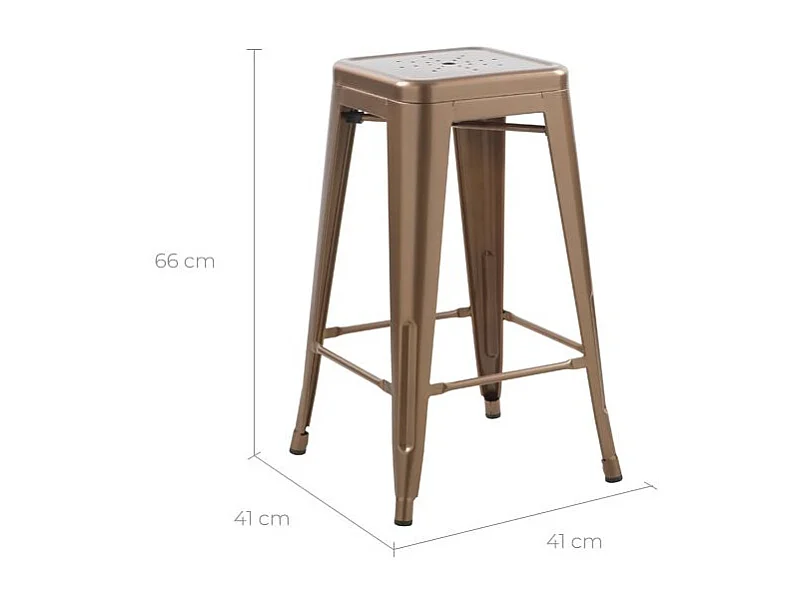 Lot de 2 tabourets pour îlot central 66 cm en métal cuivre mat - Indus