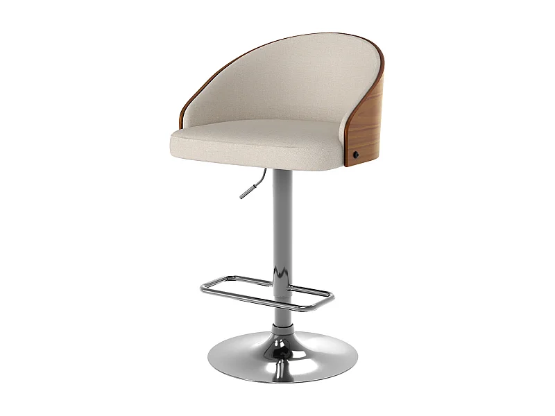 Chaise de bar réglable 63/84 cm en tissu beige - Carmelo