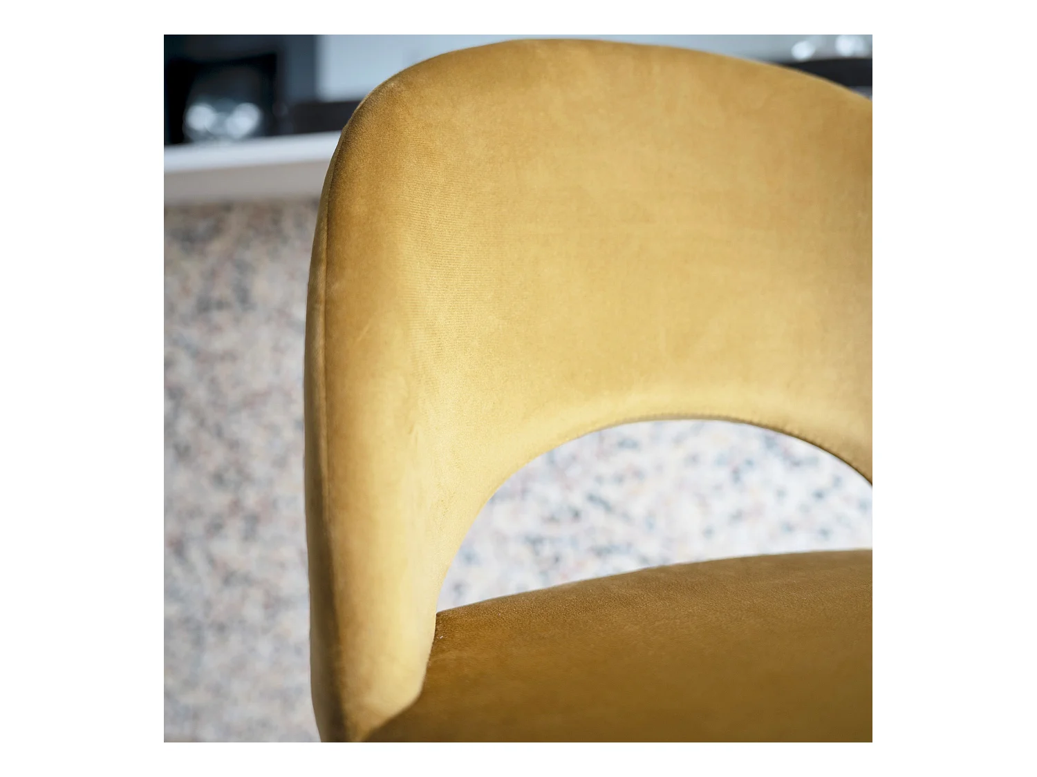 Set de 2 taburetes para isla de cocina en terciopelo amarillo 65 cm - Pénélope