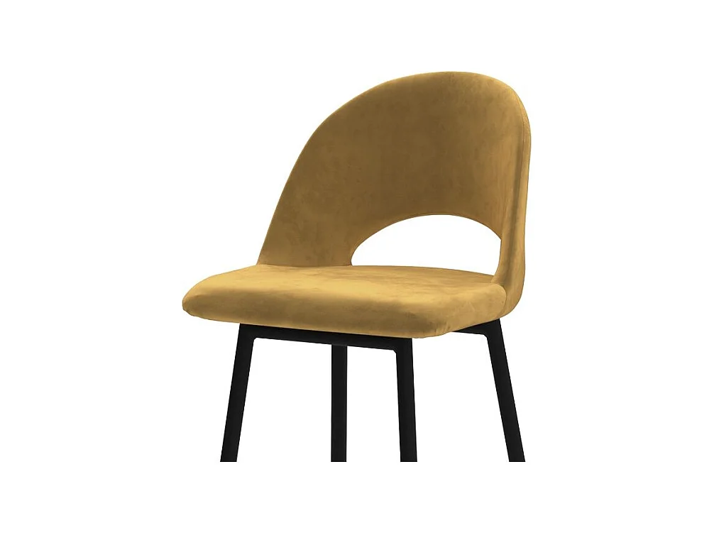 Set de 2 taburetes para isla de cocina en terciopelo amarillo 65 cm - Pénélope